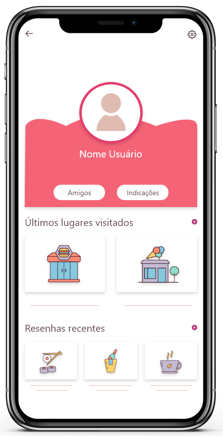 Protótipo da página de perfil do aplicativo